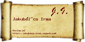 Jakubács Irma névjegykártya