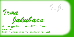 irma jakubacs business card